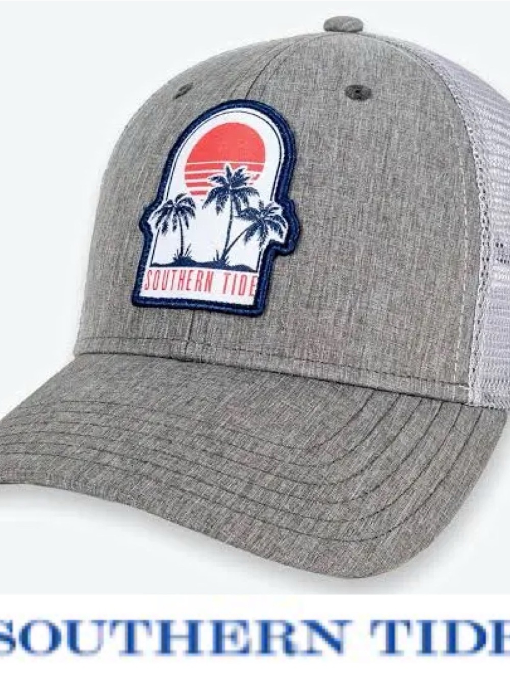 Southern Tide Grey Trucker Hat with Sunset Palm Patch NWT❤️